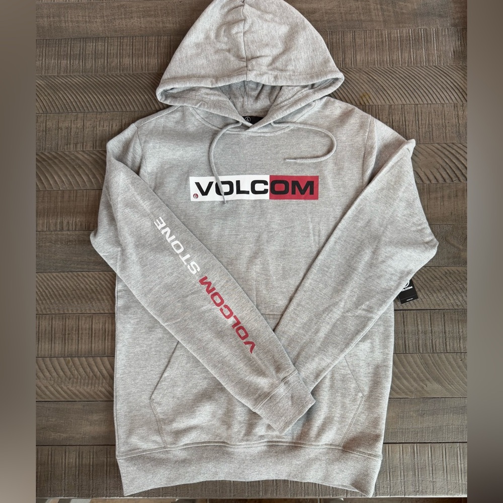 Volcom Logo Light Grey Hoodie Men’s Size Medium (NWT)